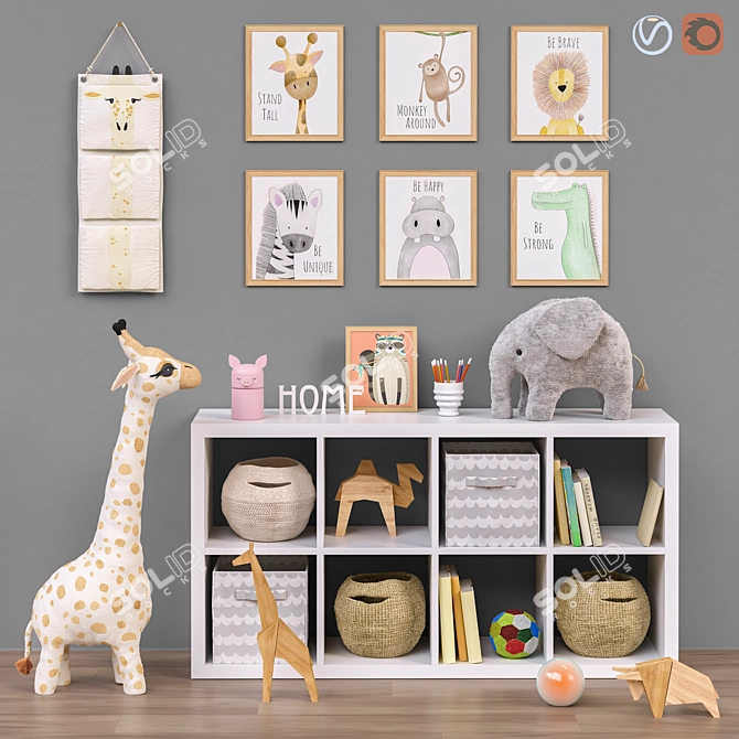 Kids Room Set: Shelf, Toys, Accessories 3D model image 1
