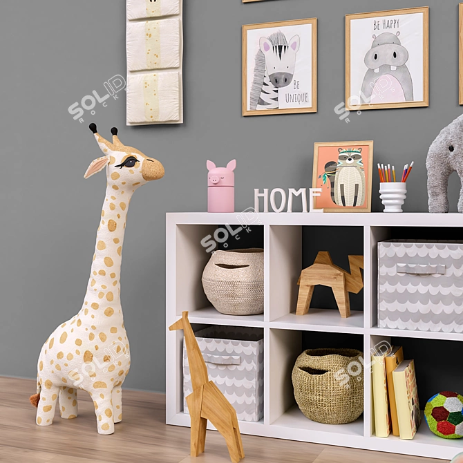 Kids Room Set: Shelf, Toys, Accessories 3D model image 2