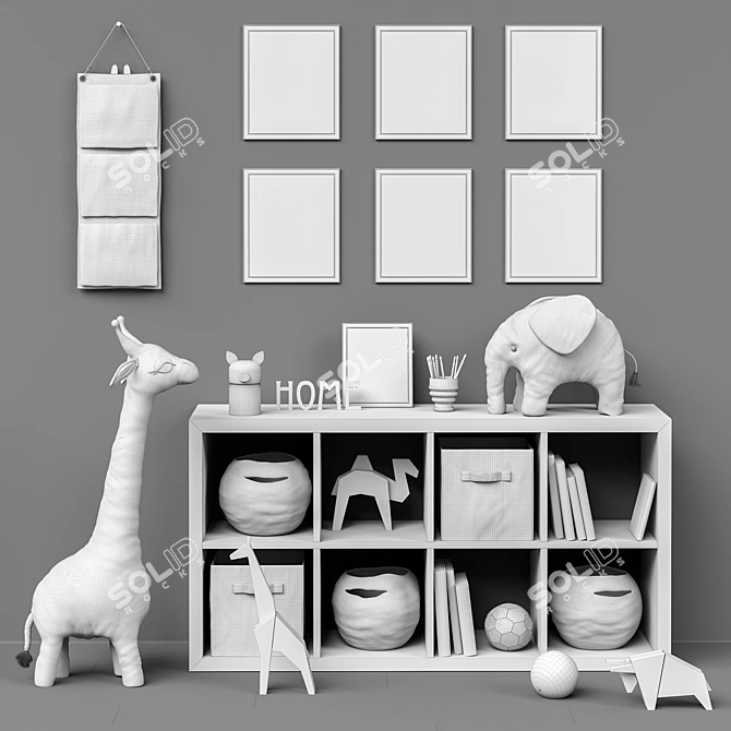 Kids Room Set: Shelf, Toys, Accessories 3D model image 3