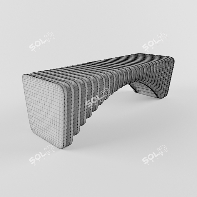 Elegant Woodcrafted Bench 3D model image 3