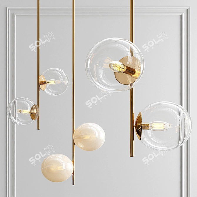 Elegant Sphere Stem Pendant 3D model image 1