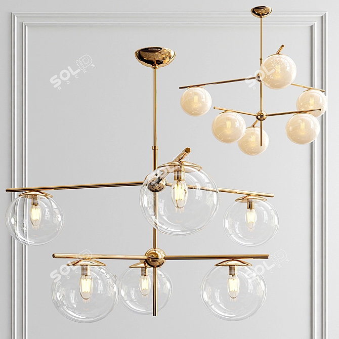 Elegant Orb 6-Light Chandelier 3D model image 1