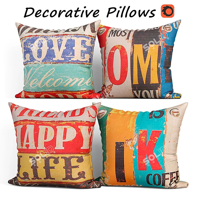 Miulee 203 Decorative Pillows Set 3D model image 1