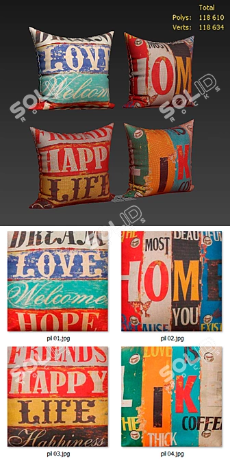 Miulee 203 Decorative Pillows Set 3D model image 2