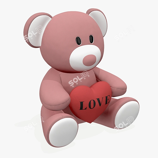 Heartfelt Bear Plush Toy 3D model image 1