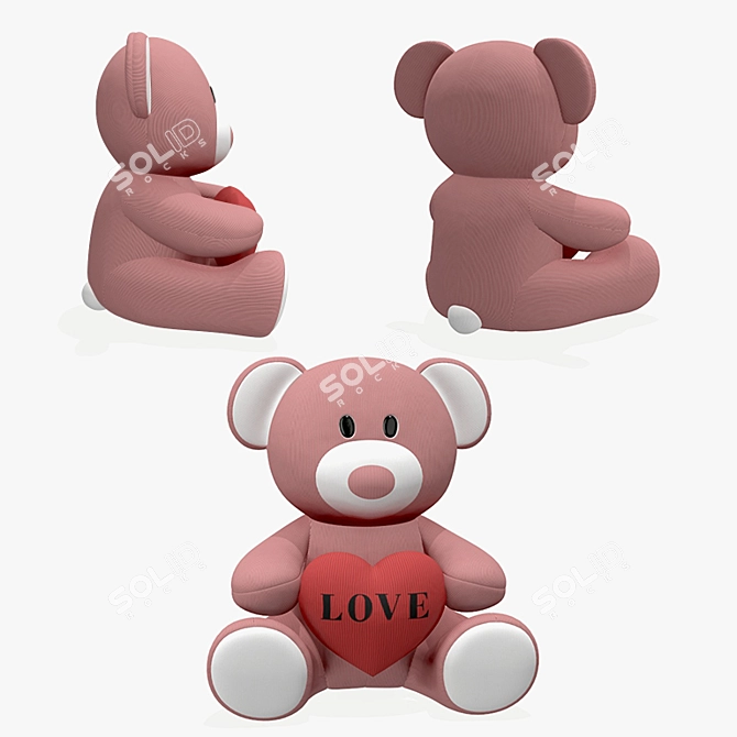 Heartfelt Bear Plush Toy 3D model image 2