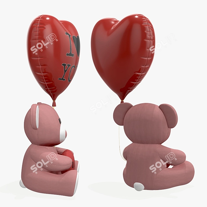 Heart Balloon Teddy Plush Toy 3D model image 2