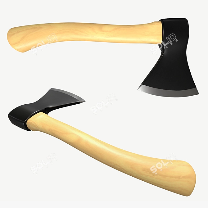 Wooden Handle Carpentry Axe 3D model image 2