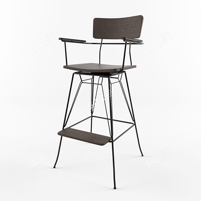 Modern Adjustable Swivel Bar Stool 3D model image 1