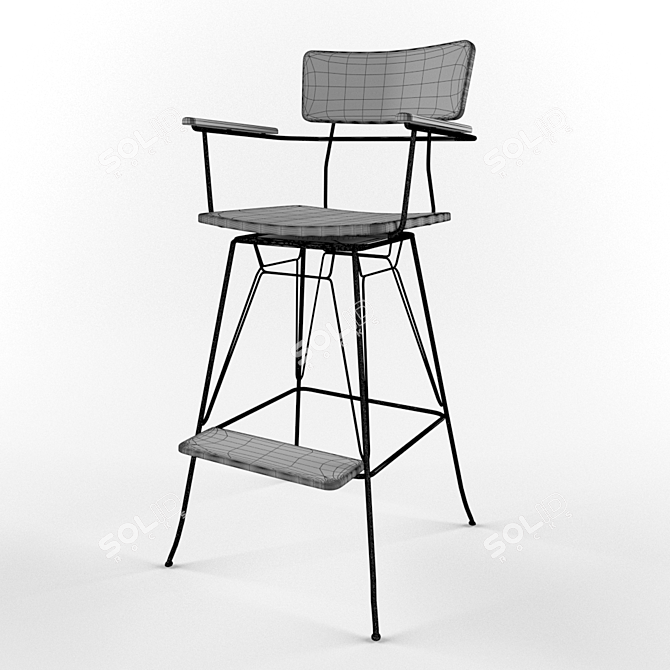 Modern Adjustable Swivel Bar Stool 3D model image 3