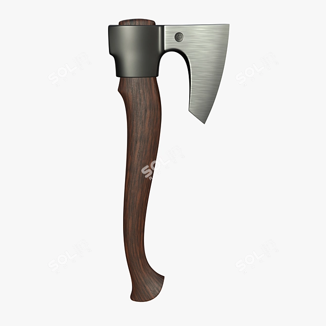 Stylish Wooden Handled War Ax 3D model image 1