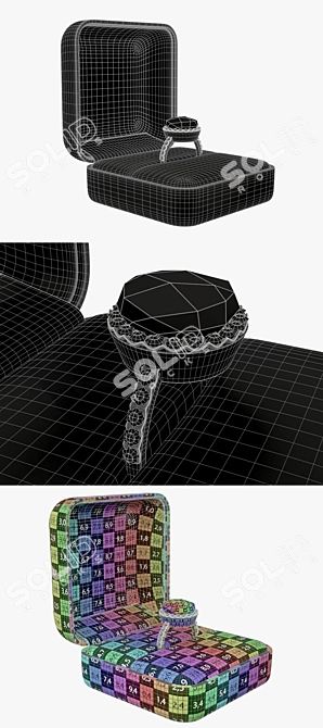 Square Box Wedding Ring 3D model image 3