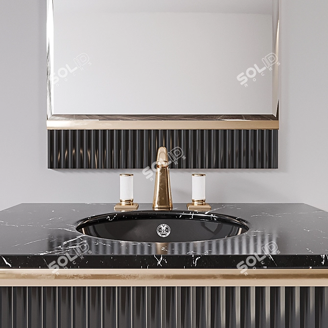 Luxury Nero Marquinia Glass Console 3D model image 2