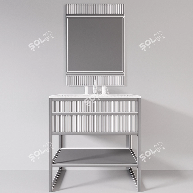 Luxury Nero Marquinia Glass Console 3D model image 3