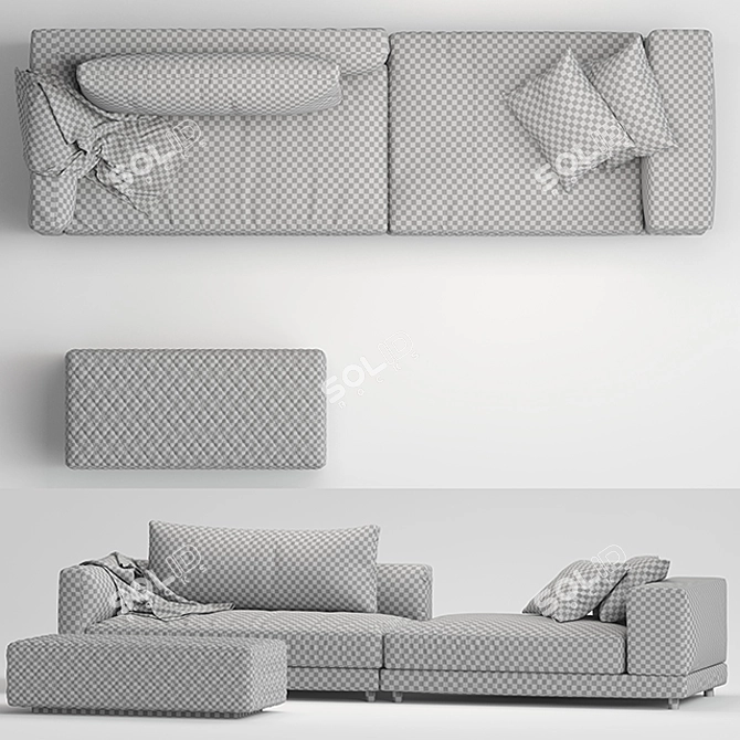 Natuzzi MELPOT Sofas: Modern Elegance in Every Detail 3D model image 2