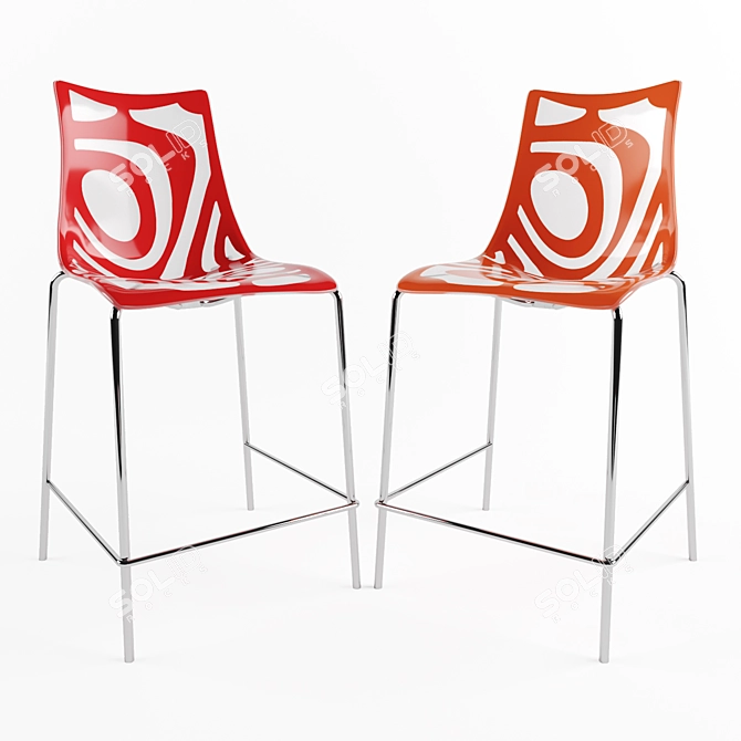 Swave Steel Stool: Modern Design 3D model image 1