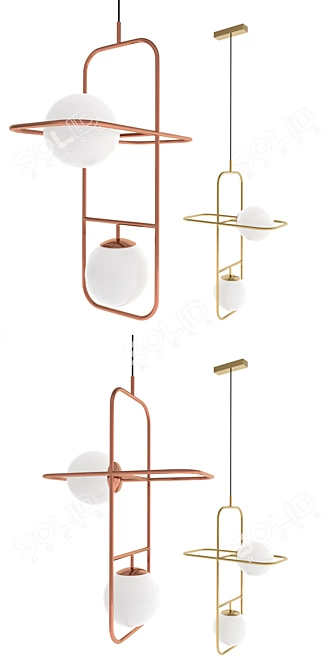  LINK II: Stylish Suspended Lamp 3D model image 1