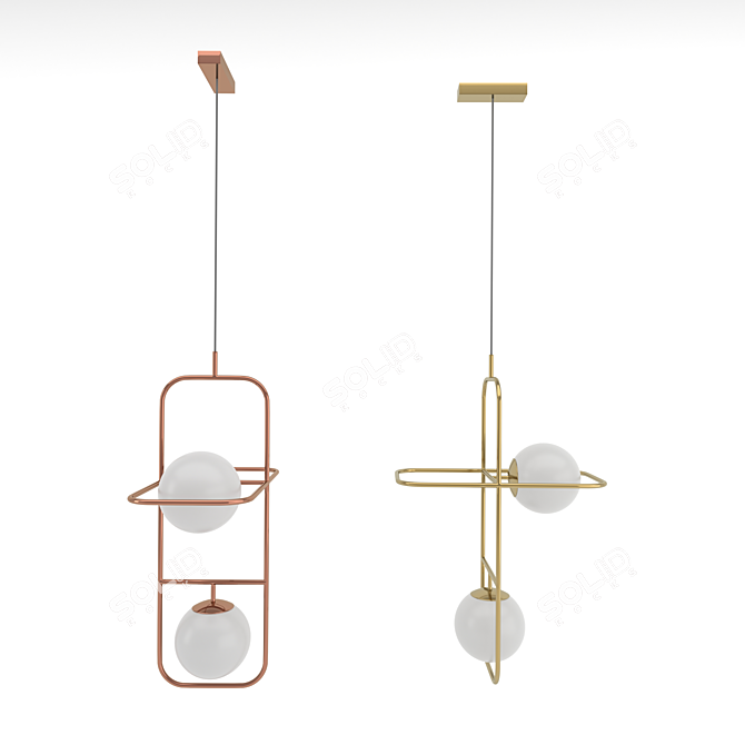  LINK II: Stylish Suspended Lamp 3D model image 2