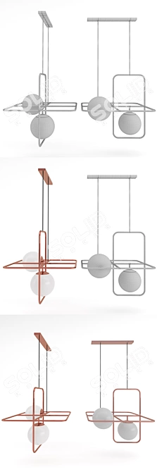 Sculptural Suspension Lamp: LINK III 3D model image 3