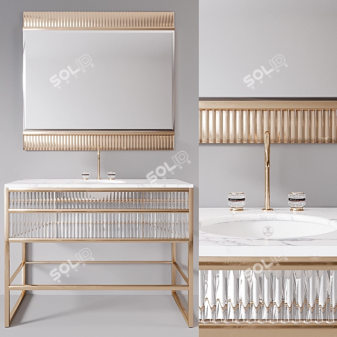 Luxury Marble Console: Elegant Brass Finish 3D model image 1