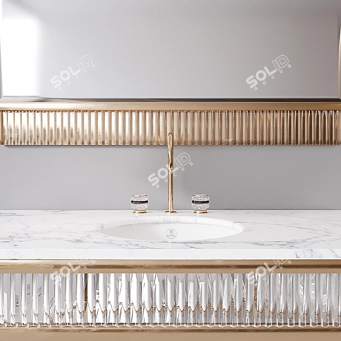 Luxury Marble Console: Elegant Brass Finish 3D model image 2