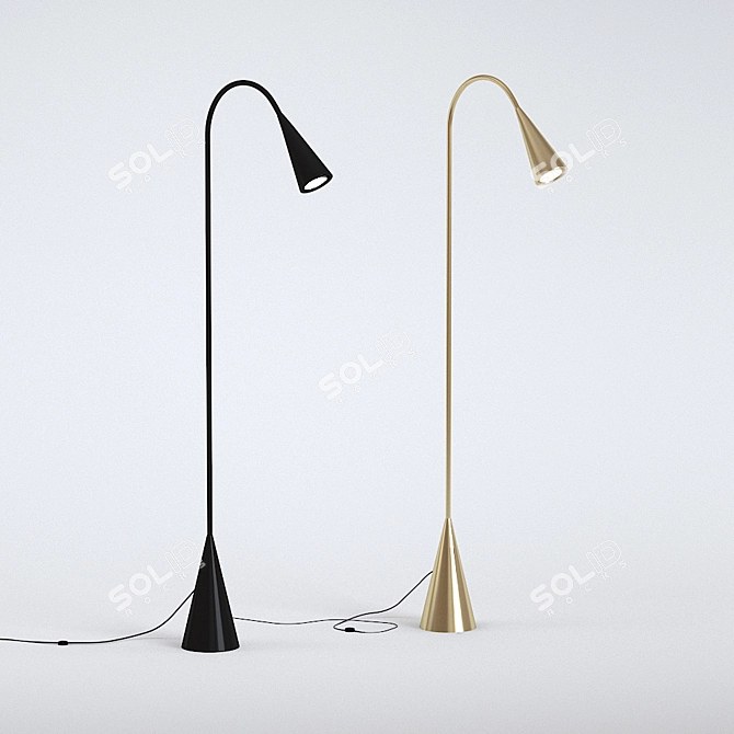 Elegant Black & Bronze Floor Lamp 3D model image 1