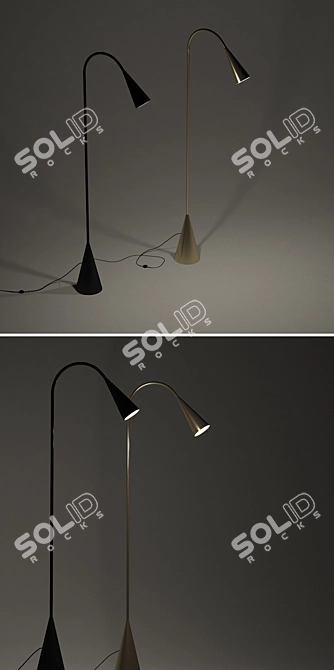 Elegant Black & Bronze Floor Lamp 3D model image 2