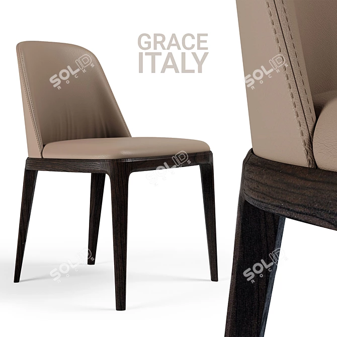 Title: Elegant Beige Poliform Grace Chair 3D model image 1