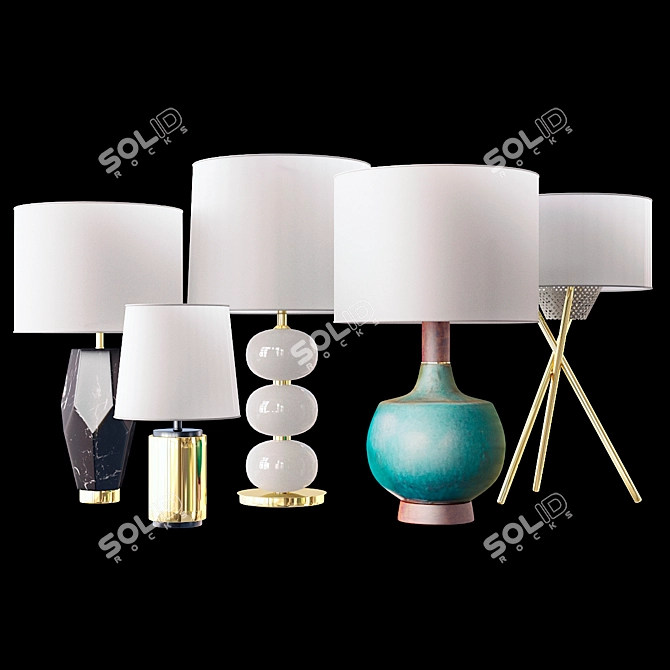 Marble Pillar Table Lamp 3D model image 1