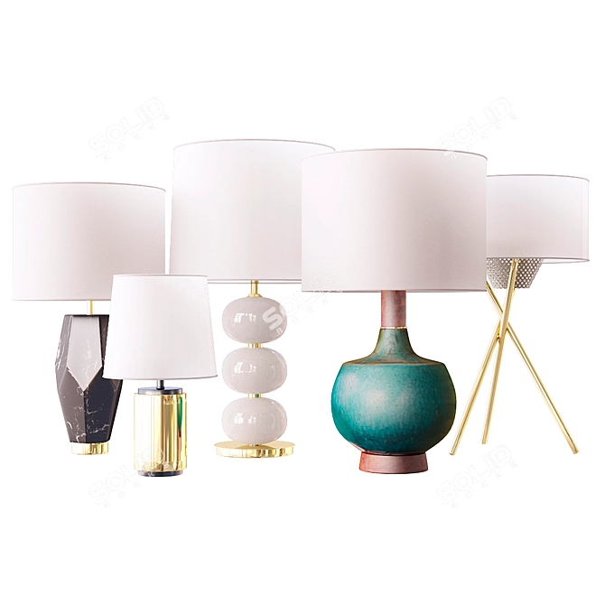 Marble Pillar Table Lamp 3D model image 2