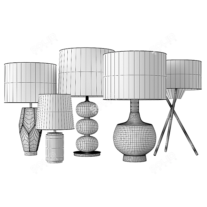 Marble Pillar Table Lamp 3D model image 3