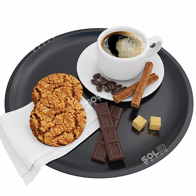 Delicious Coffee & Cookies Tray 3D model image 1