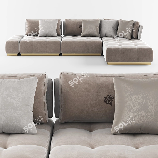 Elegant Infinity Sectional Sofa 3D model image 2