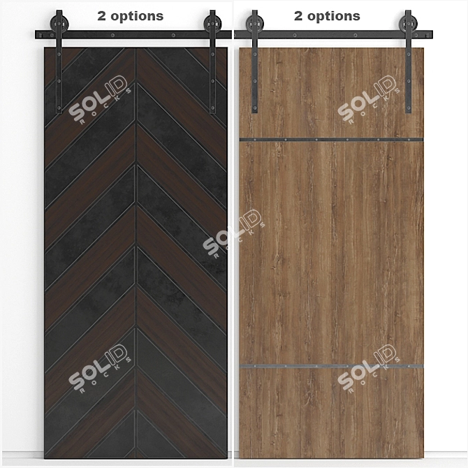 Rustic Sliding Barn Doors 3D model image 1