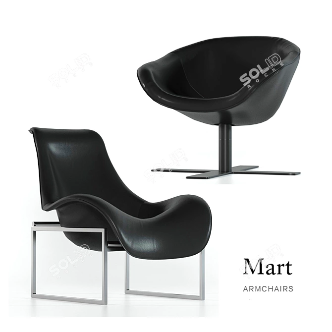 Modern Mart Armchairs by B&B Italia 3D model image 1