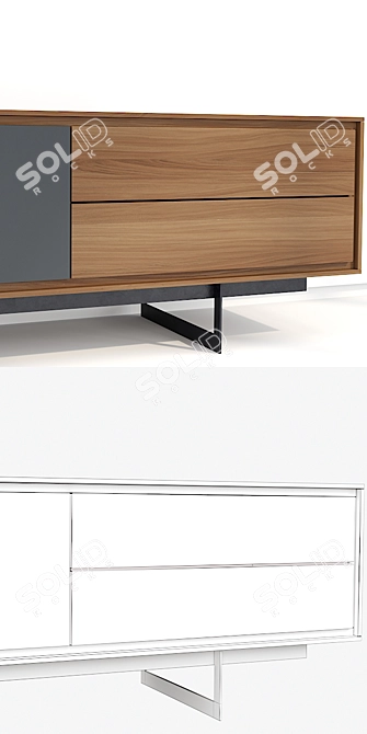 Sleek and Stylish Modloft Baxter Media Cabinet 3D model image 2