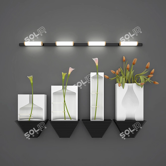 Elegant Blossom Ceramic Planter 3D model image 1