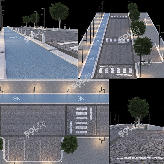 Seamless Textured Paving & Sidewalk 3D model image 1