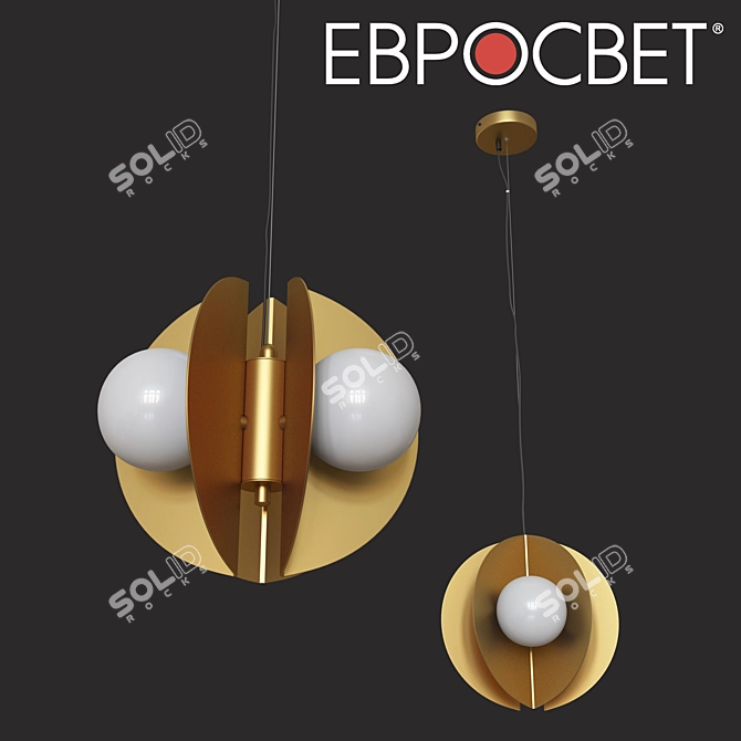 Triad Suspension Lamp - Eurosvet 50144/3 (Gold/Black) 3D model image 1