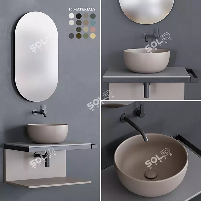 Ceramica Cielo Multiplo Set 2: Modern Wall-Mounted Vanity Unit 3D model image 1