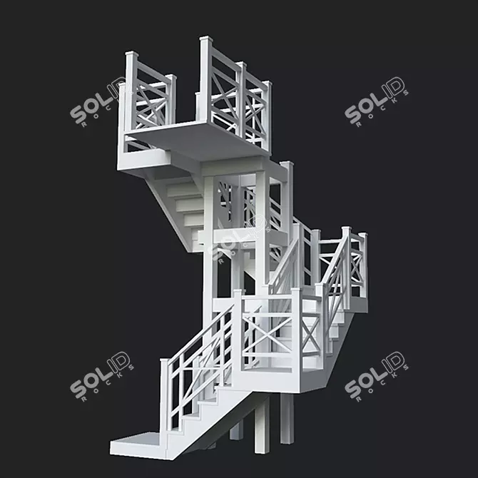 Versatile Outdoor Staircase 3D model image 1