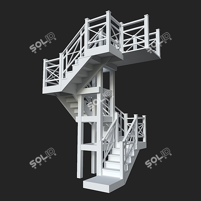 Versatile Outdoor Staircase 3D model image 2