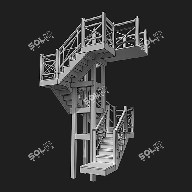 Versatile Outdoor Staircase 3D model image 3