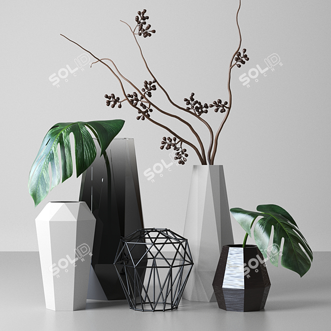 Artistic Floral Ceramic Vase 3D model image 1