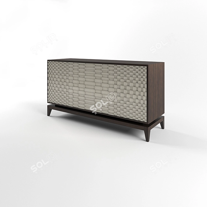 Handcrafted Acacia Wood Console 3D model image 2