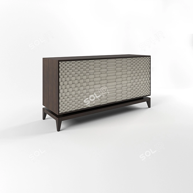 Handcrafted Acacia Wood Console 3D model image 3