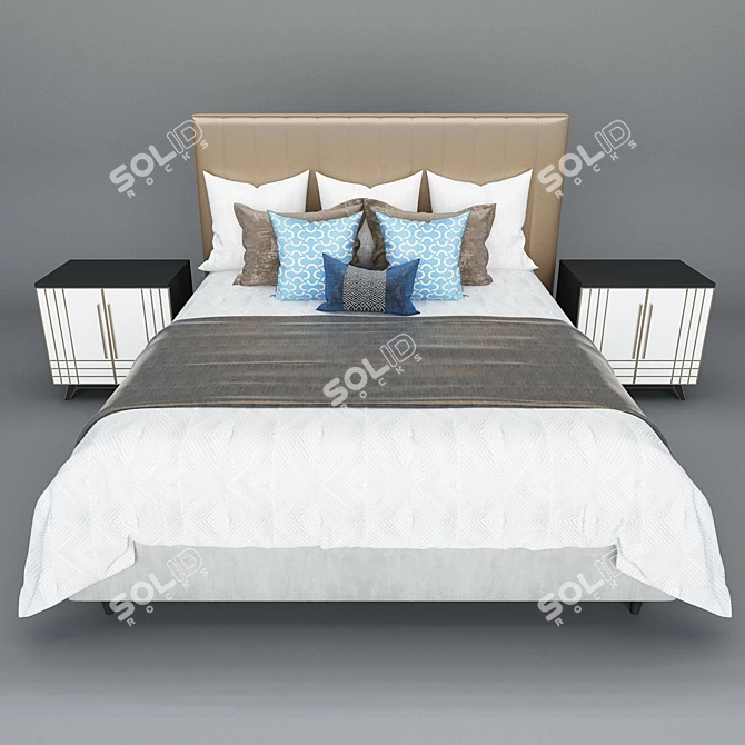 Sleek Contemporary Bed 3D model image 1