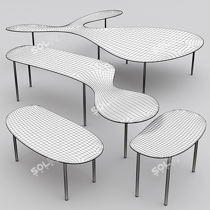 Elegant Rabbit Tortoise Tables 3D model image 2