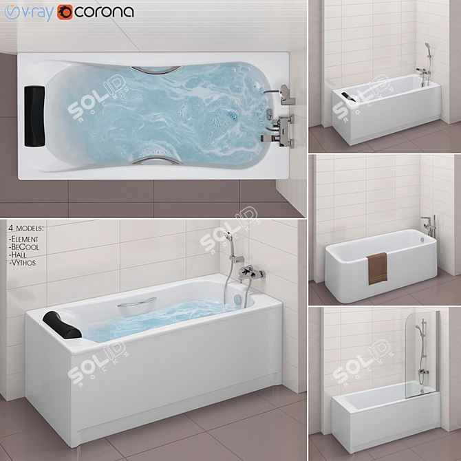 Luxury Bath Set: Element, BeCool, Hall, Vythos 3D model image 1