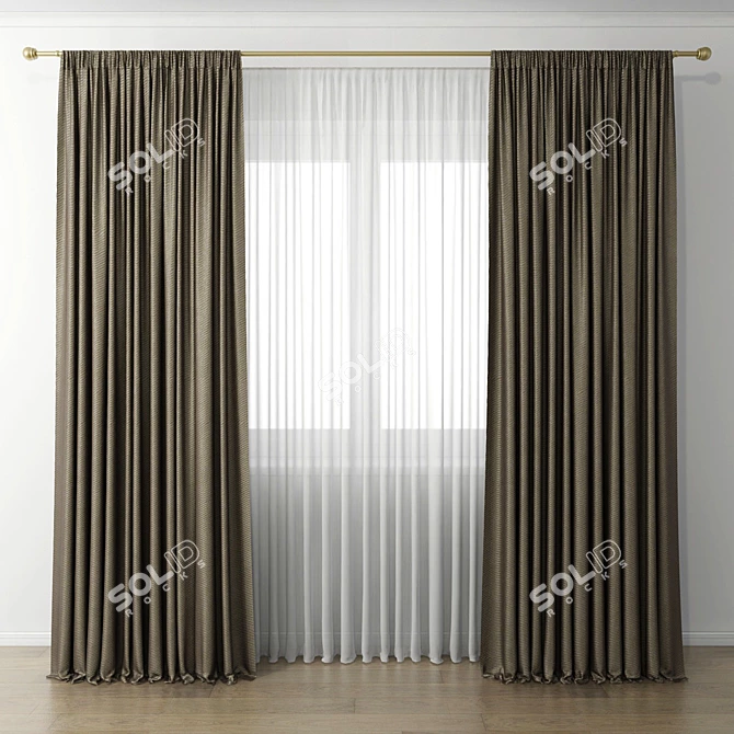 Elegant Window Drapes 3D model image 1